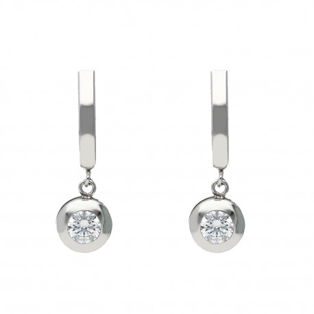 Pendientes articulados oro blanco 18Ktes con chatón y circonita