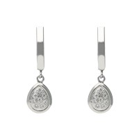 Pendientes articulados oro blanco18ktes con colgante en pera y circonitas
