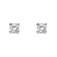Pendientes cuadrados 5mm oro blanco 18Ktes y circonita