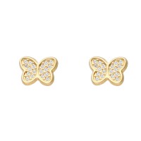 Pendientes oro amarillo 18K mariposa multipiedra