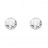 Pendientes redondos oro blanco 18K con greca y circonita