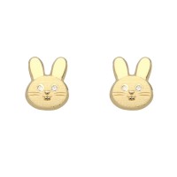 Pendientes conejito oro 18k animal collection con circonitas