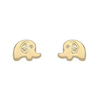 Pendientes elefante oro 18k con circonitas