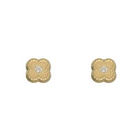 Pendientes trebol oro 18K con circonita