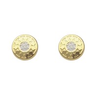 Pendientes oro amarillo 18K redondos con circonitas