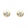 Pendientes redondos oro amarillo 18K con greca y circonita