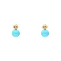 Pendientes de bebé oro 18K con circonita y turquesa