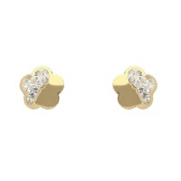 Pendientes flor oro 18K con circonitas