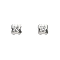 Pendiente cuadrado fantasia oro blanco 18Ktes con circonita