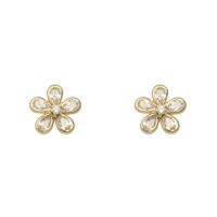 Pendientes flor con circonitas oro 18Ktes