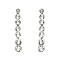Pendientes riviere plata rodiada 1ª Ley con Swarovski blanco