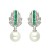 Pendientes plata rodiada 1ªLey con piedras color esmeralda y perla cultivada
