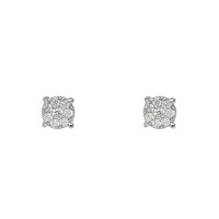 Pendientes 4mm oro blanco 18K con circonitas en pavé