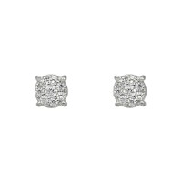 Pendientes 5mm oro blanco 18K con circonitas en pavé