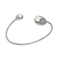 Pulsera rígida abierta plata rodiada 1ªLey con adornos