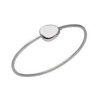 Pulsera rígida plata rodiada 1ªLey con adorno redondo