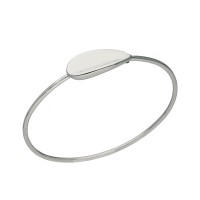 Pulsera rígida plata rodiada 1ªLey con adorno ovalado