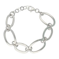 Pulsera plata rodiada de ley eslabones alternos ovalados