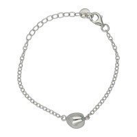 Pulsera rolo plata rodiada de ley con adorno bola