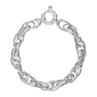 Pulsera plata de Ley anillas reliadas talladas