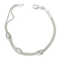 Pulsera plata de Ley doble cadena y bolitas