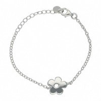 Pulsera flor plata rodiada 1ªLey