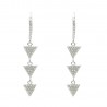 Pendientes largos plata rodiada 1ªLey triángulos con circonitas