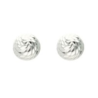 Pendientes plata rodiada 1ªley media bola tallada