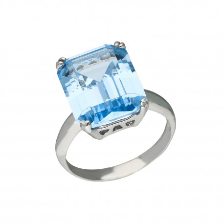Anillo plata 1ªLey con piedra aguamarina