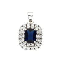 Colgante plata rodiada orla de circonitas y zafiro