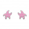 Pendientes estrella plata 1ªLey con esmalte rosa