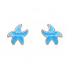 Pendientes estrella plata 1ªLey con esmalte azul