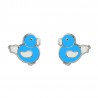 Pendientes pajarito plata 1ªLey con esmalte azul
