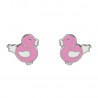 Pendientes pajarito plata 1ªLey con esmalte rosa