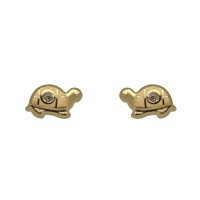Pendientes tortuga oro amarillo 18Ktes con circonita