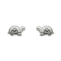 Pendientes tortuga oro blanco 18Ktes con circonita