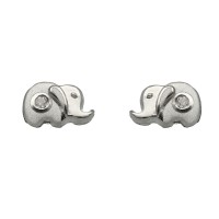 Pendientes elefante oro blanco 18Ktes con circonita