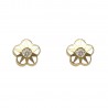 Pendientes flor con circonita oro amarillo 18Ktes