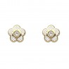 Pendientes oro amarillo 18Ktes flor con adorno y circonita