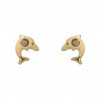 Pendientes delfines oro amarillo 18Ktes con circonita