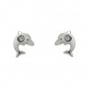 Pendientes delfines oro blanco 18Ktes con circonita