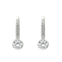 Pendientes plata rodiada con chatón y banda de circonitas