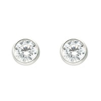 Pendientes plata chatón 6mm con circonita
