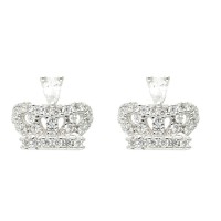 Pendientes corona plata rodiada con circonitas