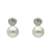 Pendientes plata 1ªLey con chatón con circonita y perla