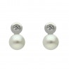 Pendientes plata 1ªLey con chatón con circonita y perla