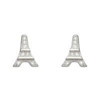 Pendientes plata Torre Eiffel con circonitas