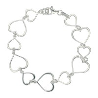 Pulsera corazones plata 1ªLey