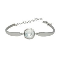 Pulsera plata semirígida con Swarovski blanco