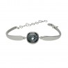 Pulsera plata semirígida con Swarovski gris oscuro